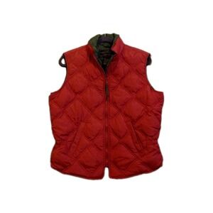 EDDIE BAUER women's Red Medium Premium Goose Down Quilted Vest Full Zip Pockets